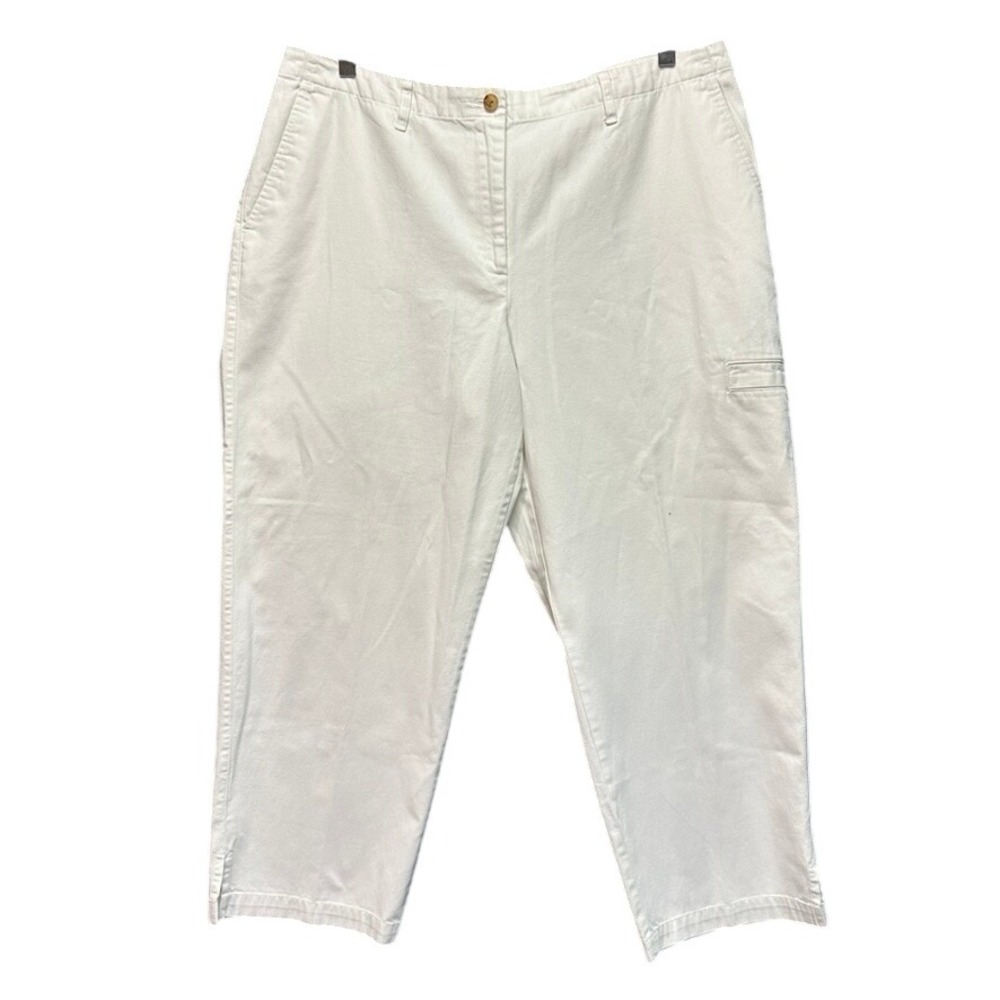 Orvis Womens 16 White Cotton Cargo Cropped Chino Pants Straight Leg RN 70534